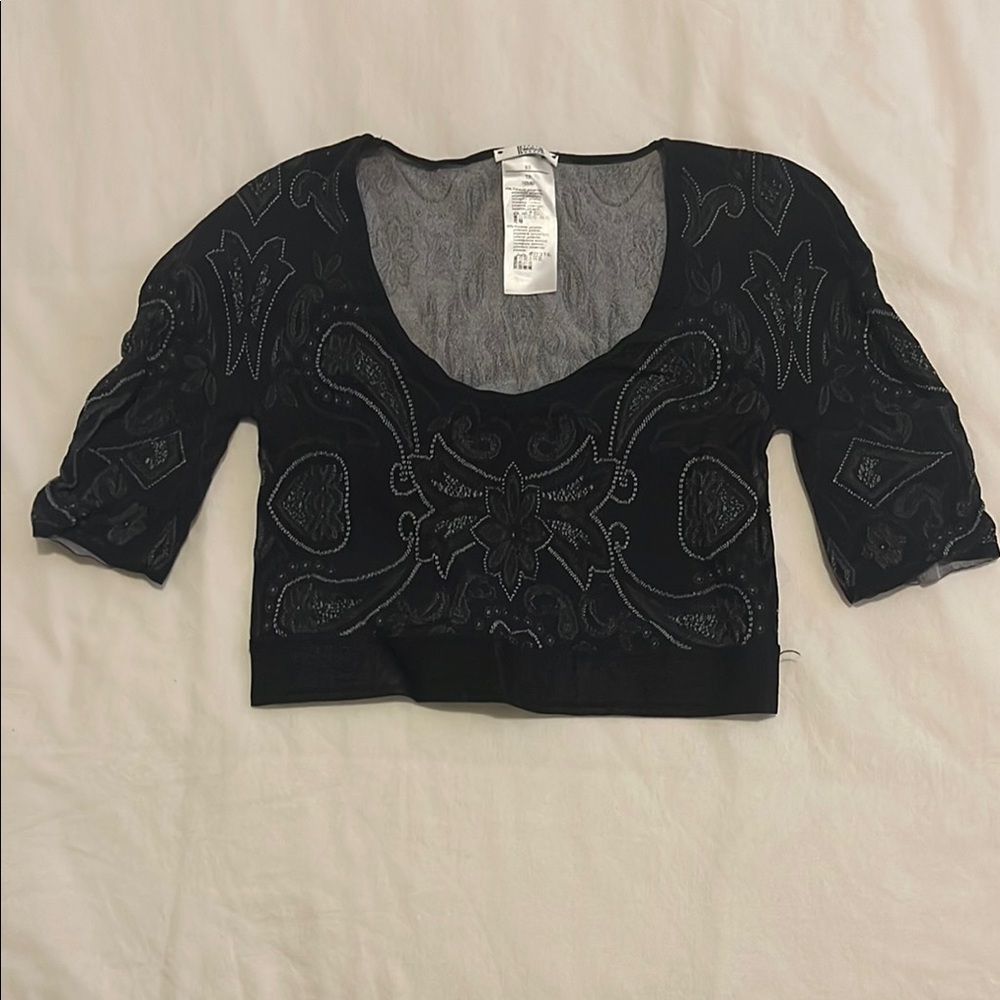 Elegant Black Embroidered Women's Top